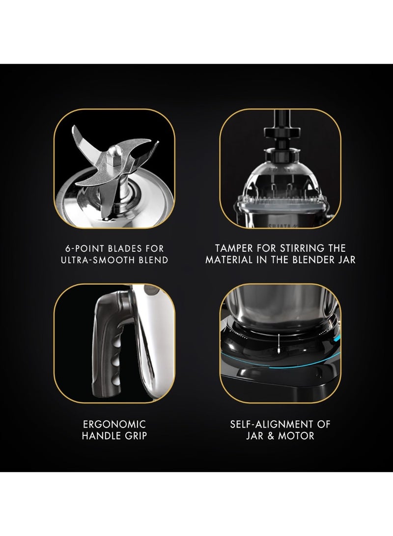 سوجاتا Sujata MG02 Mixer Grinder|1000 Watts Double Ball Bearing Motor|24000 RPM|Non-Stop 90 Mins Running|3 Food Grade Steel Jars including 1500ml Multipurpose, 1000ml Grinder, 500ml Chutney Jar|Red & Black - Image 2